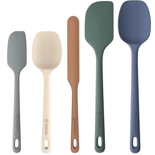 5 Pieces Silicone Spatula Set, Food Grade Rubber Spatula
