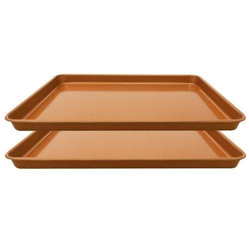 Nonstick Copper Cookie Sheet and Copper Coating Baking Pan for Cookies 11" x 16", Set of 2