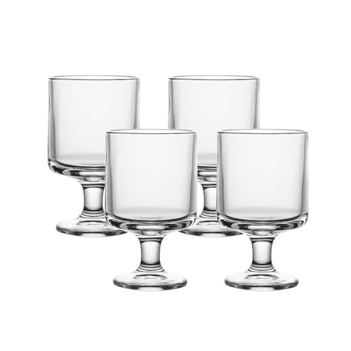 Transparent Vintage Goblet Glasses Set of 4, Mixed Drink Tumblers, 7.7 oz