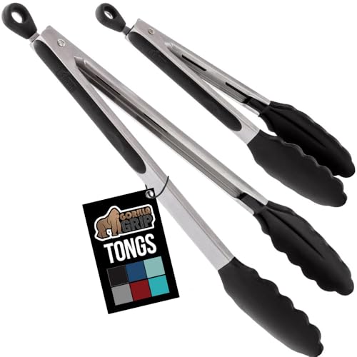 Stainless Steel Heat Resistant Kitchen Tongs for Cooking, Set of 2