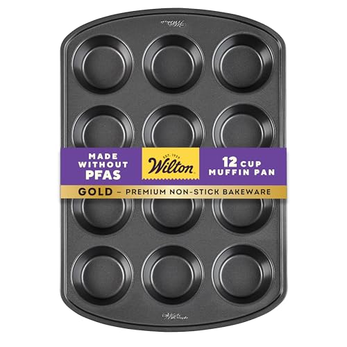 Wilton Perfect Results Premium Non-Stick Bakeware Muffin Pan & Cupcake Pan, 12-Cup, Steel