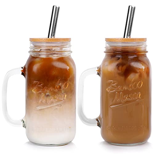 Mason Jar with Lid and Straw, 24 oz Regular Mouth