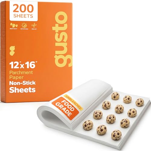 [12 x 16 Inch - 200 Count] Precut Baking Parchment Paper Sheets Non-Stick Sheets for Baking & Cooking - White