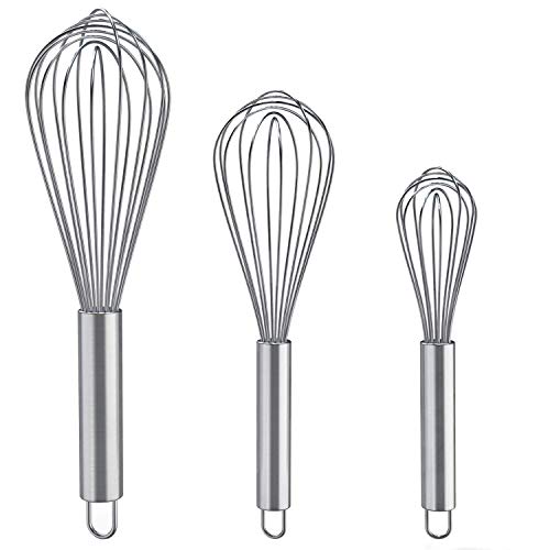 Whisks for Cooking, 3 Pack Stainless Steel Whisk for Blending