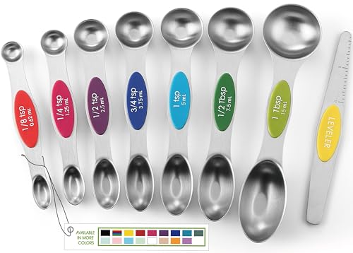 Stainless Steel Magnetic Measuring Spoons Set with Strong Magnets, Set of 8