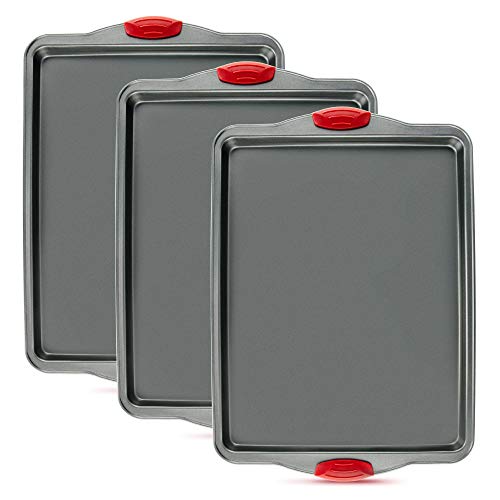 Premium Nonstick Baking Sheet Pans &ndash; Set of 3, Heavy-Gauge Carbon Steel