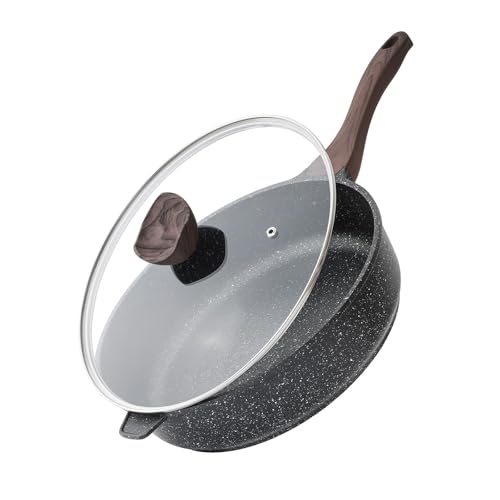 Nonstick Deep Frying Pan with Lid, 12 Inch