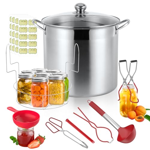21.5 QT Stainless Steel Canning Pot with Lid, Rack & Canning Tools Set