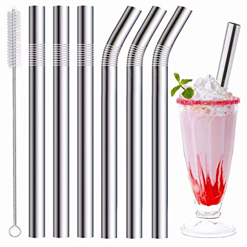 Stainless Steel Smoothie Straws, 0.4'' Extra Wide Reusable