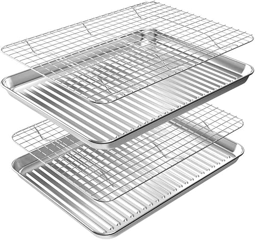 Baking Sheet with Rack Set (2 Pans + 2 Racks), Stainless Steel