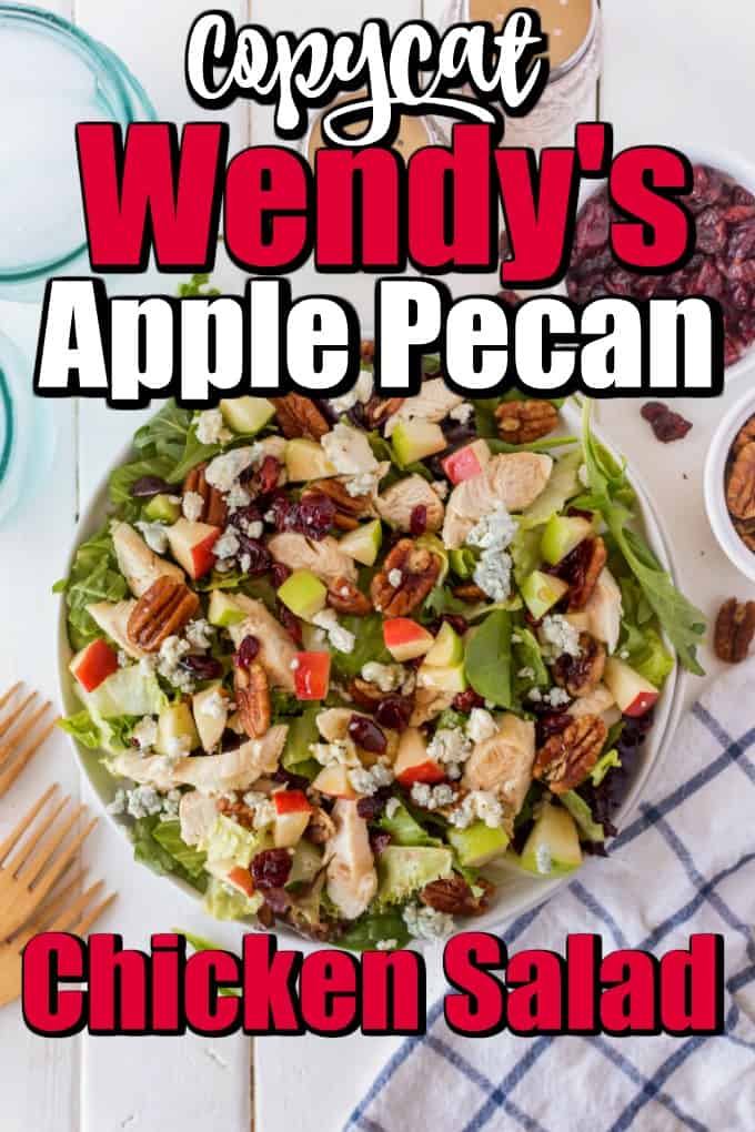 This Copycat Wendy's Apple Pecan Chicken Salad is easy to make at home for one person or a whole family. #copycat #Wendyssalad #chickensalad