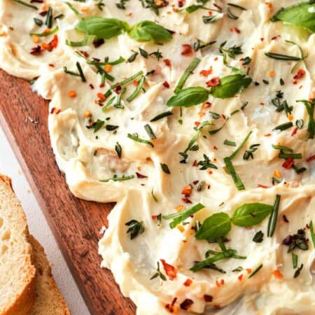 Garlic butter on a board.