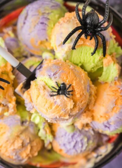 Halloween Ice Cream with spiders.
