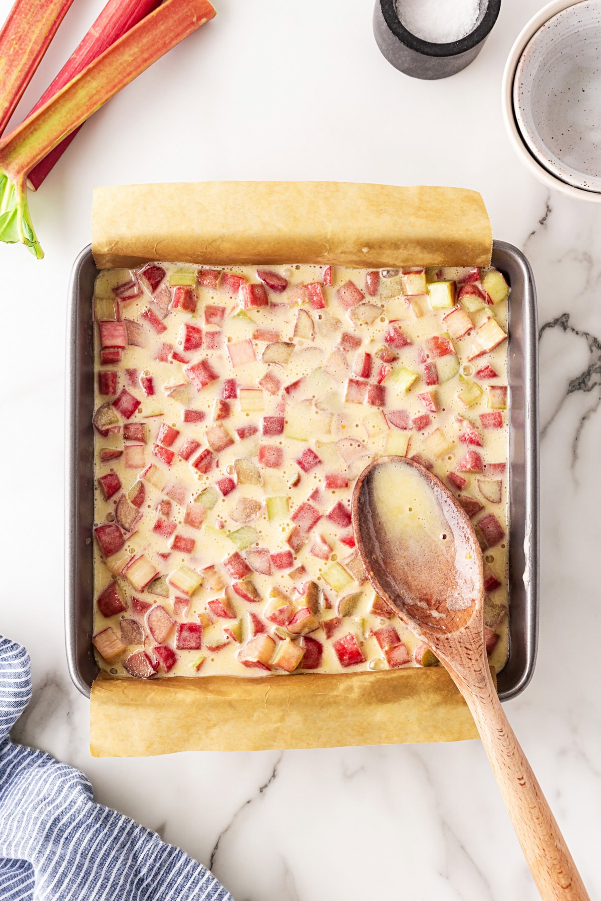 Filling added to crust. 