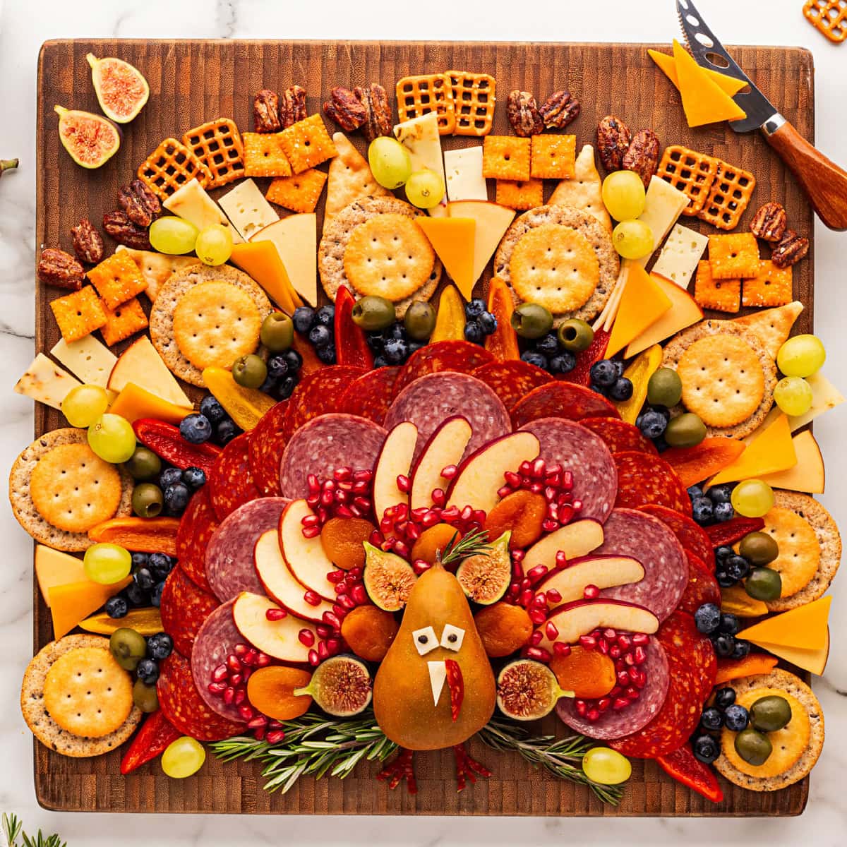 Thanksgiving Charcuterie Board from overhead. 